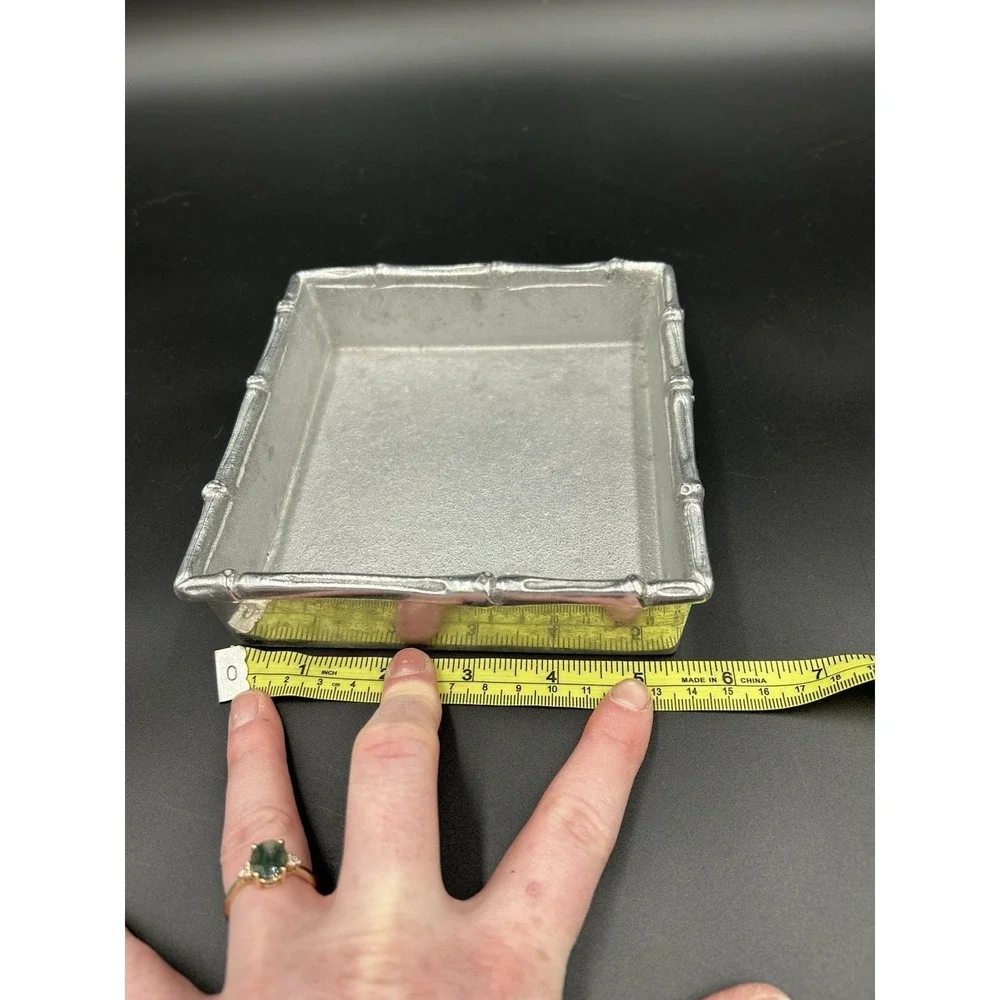 MARIPOSA Recycled Aluminum Bamboo Edge NAPKIN HOLDER or Trinket Box 5.5